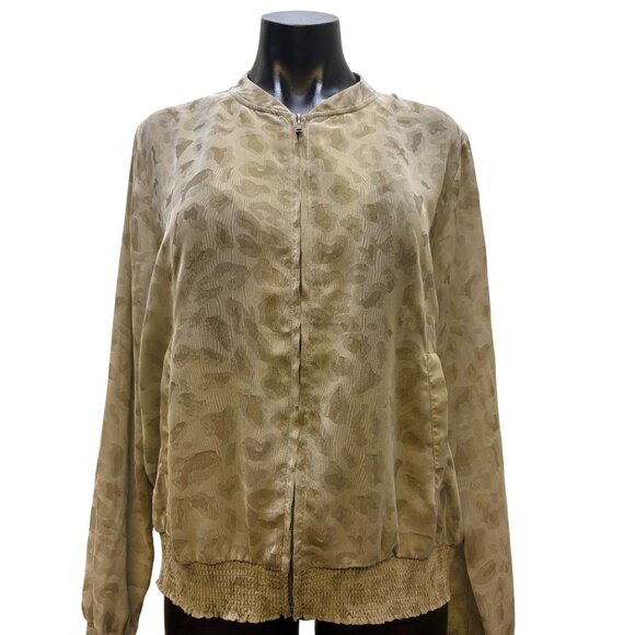 NWT Mystree Anthropologie L Bomber Jacket With Animal Print - Picture 1 of 5